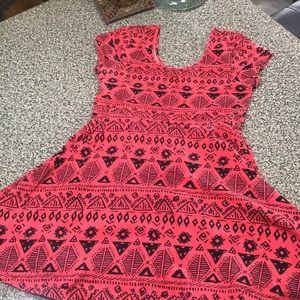 Coral and Black Skater Dress